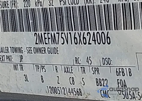 2006 Mercury Grand Marquis Ls из США, поврежденный, VIN 2MEFM75V16X624006